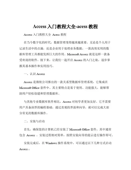 Access入门教程大全-acess教程