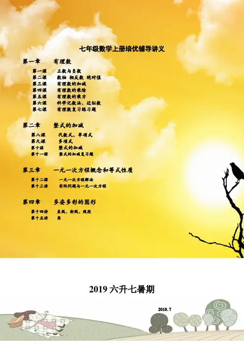 人教版七年级数学上册-暑期辅导讲义(易百分2019暑期)拔高
