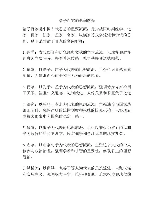 诸子百家的名词解释