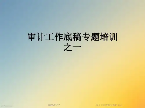 审计工作底稿专题培训之一