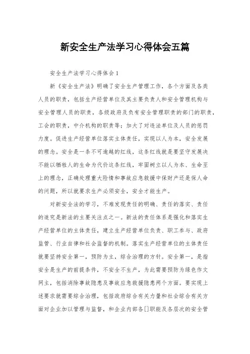新安全生产法学习心得体会五篇