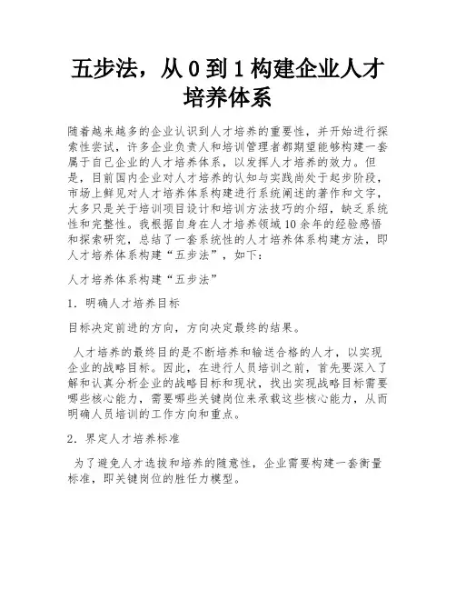 五步法,从0到1构建企业人才培养体系