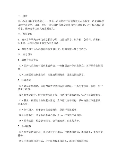 宫外孕失血休克应急预案