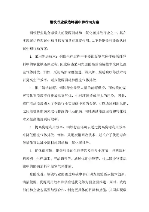 钢铁行业碳达峰碳中和行动方案