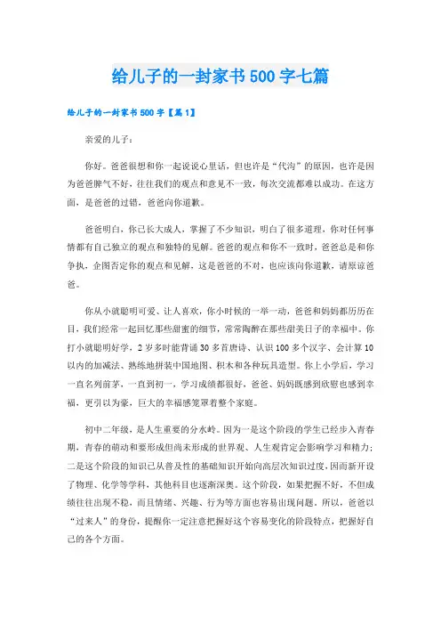 给儿子的一封家书500字七篇