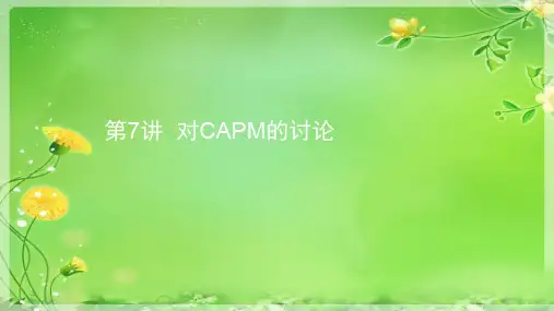 金融经济学课件PPT带思考题-第7讲  对CAPM的讨论