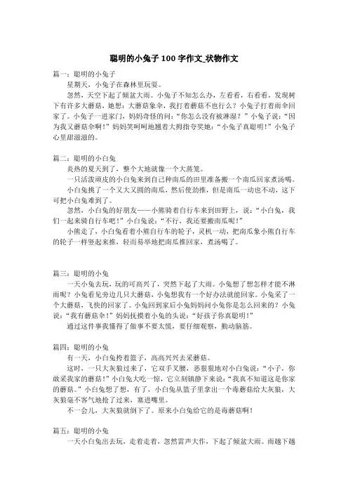 聪明的小兔子100字作文_状物作文