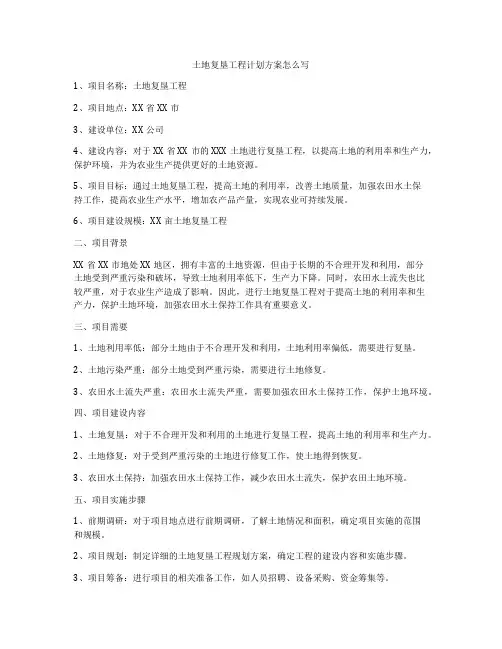 土地复垦工程计划方案怎么写