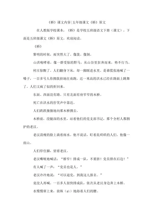 《桥》课文内容-五年级课文《桥》原文