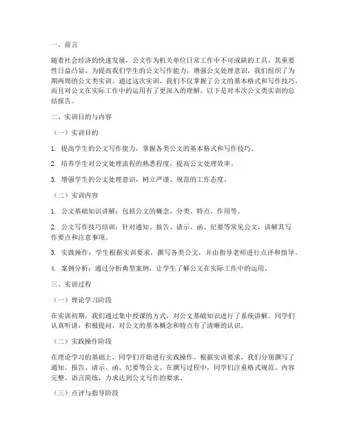 公文类实训总结报告范文