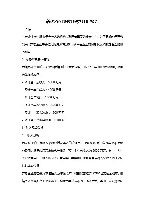 养老企业财务预算分析报告