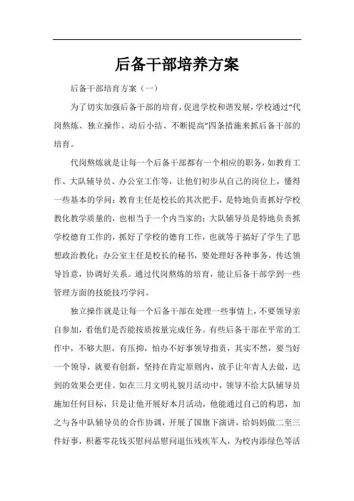 后备干部培养方案