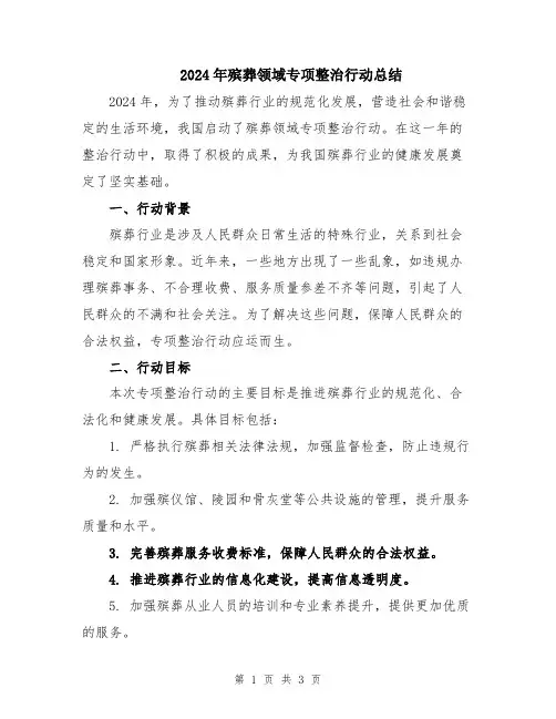 2024年殡葬领域专项整治行动总结