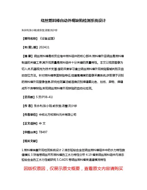 绕丝燃料棒自动外观缺陷检测系统设计