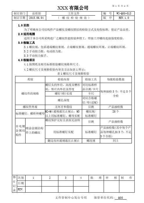螺纹检验规范