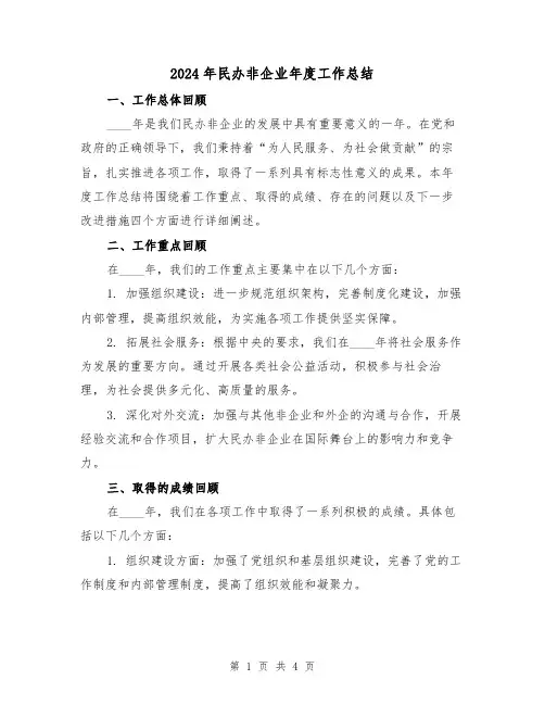 2024年民办非企业年度工作总结（2篇）