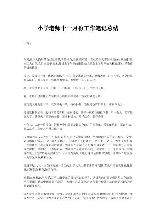 小学老师十一月份工作笔记总结
