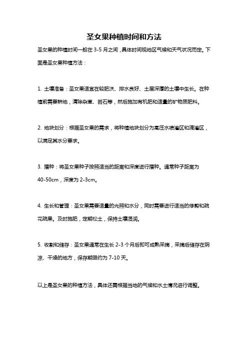 圣女果种植时间和方法