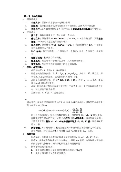 史上最全最好固体物理复习资料