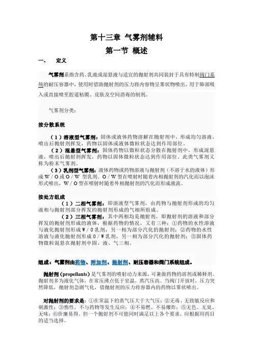 雾剂辅料