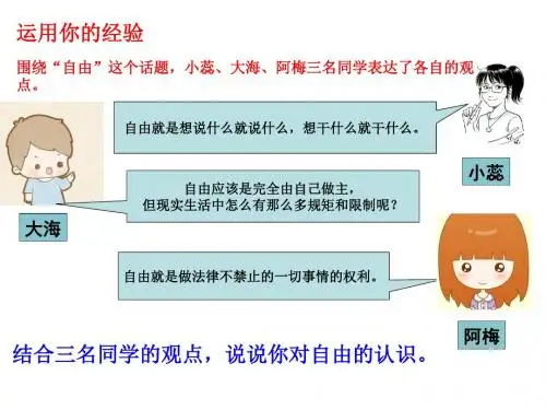 人教版 《道德与法治》八年级下  第七课 尊重自由平等30ppt