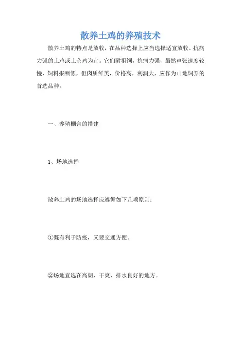 散养土鸡的养殖技术