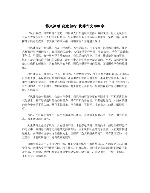 栉风沐雨 砥砺前行_优秀作文800字