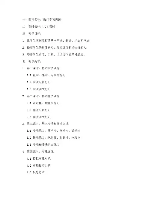 散打专项训练教案模板范文