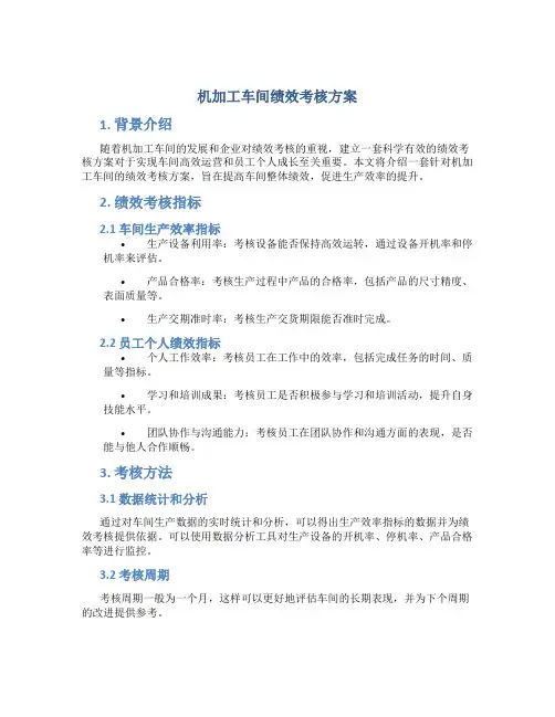 机加工车间绩效考核方案