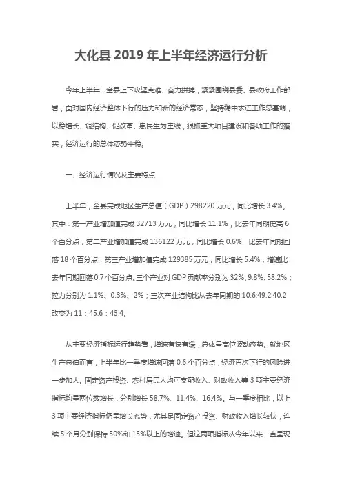 大化2019年上半年经济运行分析