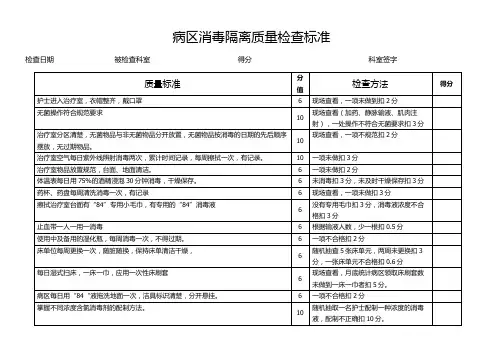 消毒隔离质量检查