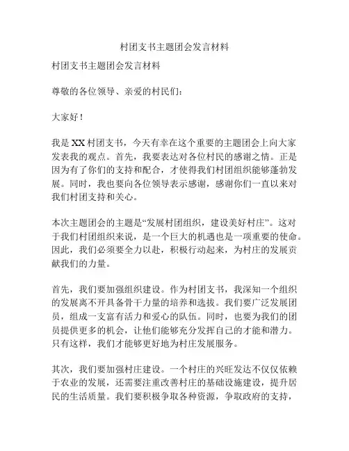 村团支书主题团会发言材料