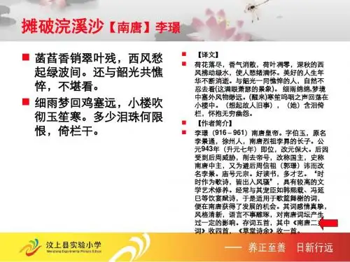 摊破浣溪沙注释译文细雨梦回鸡塞远【南唐】李璟