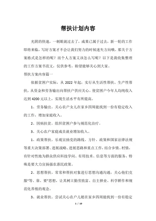 帮扶计划内容