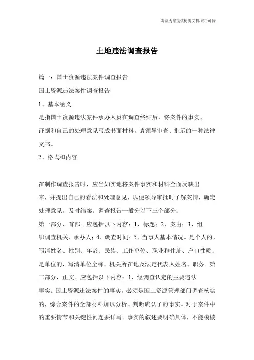 土地违法调查报告