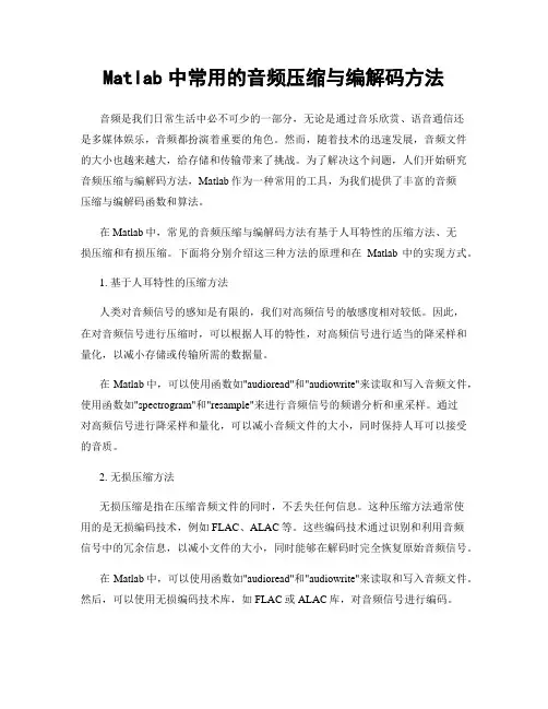 Matlab中常用的音频压缩与编解码方法