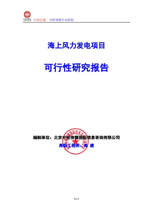 海上风力发电项目可行性研究报告编写格式及参考(模板word)