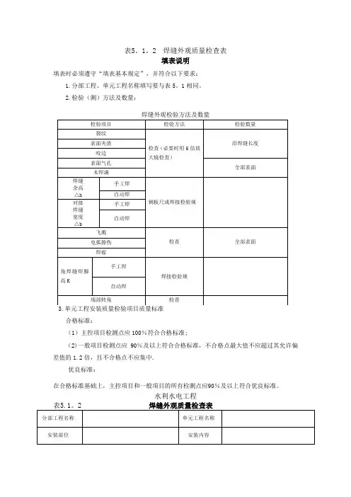 金属结构闸门质量评定表(新制)全解
