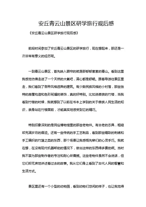 安丘青云山景区研学旅行观后感