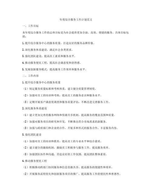 年度综合服务工作计划范文