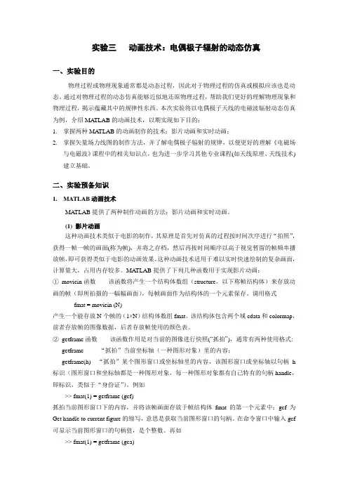 实验三  动画技术：电偶极子辐射的动态仿真