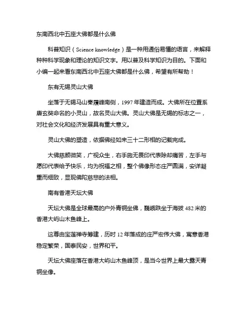 东南西北中五座大佛都是什么佛集合