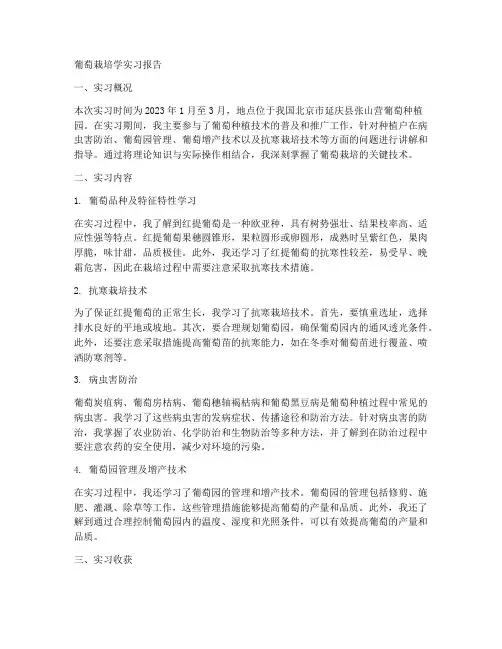 葡萄栽培学实习报告