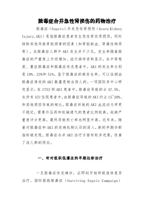脓毒症合并急性肾损伤的药物治疗