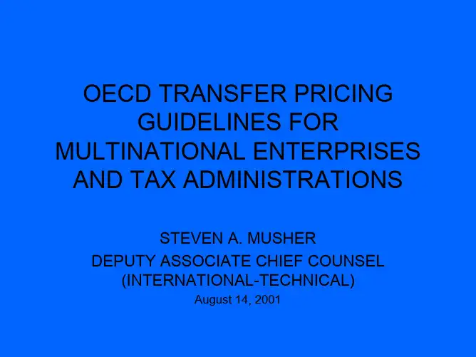 OECDTRANSFERPRICING：经合组织转让定价