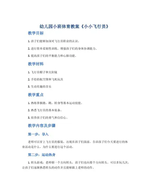 幼儿园小班体育教案《小小飞行员》