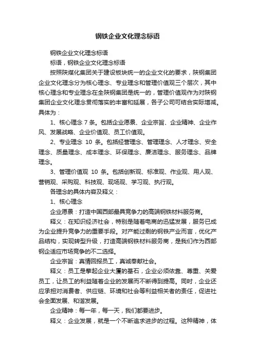 钢铁企业文化理念标语