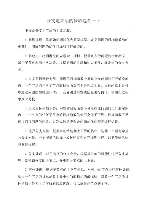 分支定界法的步骤包含一下