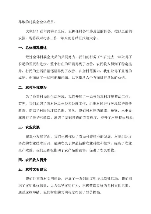 村务年终总结范文