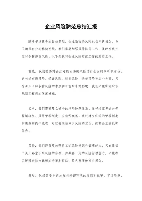 企业风险防范总结汇报